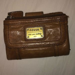Fossil Emory trifold wallet - brown leather